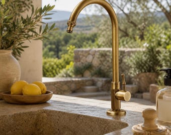 Grifo exterior de latón antihielo estilo antiguo – Grifo giratorio de 360° para agua fría, ideal para jardín, balcón y fregadero.