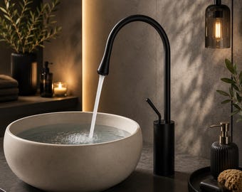 Brushed Gold & Black Bathroom Sink Faucet – Deck Mounted Brass Mixer Tap for Hot and Cold Water