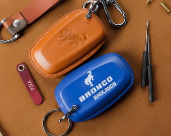 Funda protectora de cuero para llave de Ford Bronco Badlands Big Bend Outer Banks Raptor Sport Wildtrak