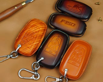 Ford F-150 Leather Key Fob Cover 2004-2026 Handmade Fits XL XLT Lariat King Ranch Platinum Limited Tremor Raptor Lightning Keychain Case