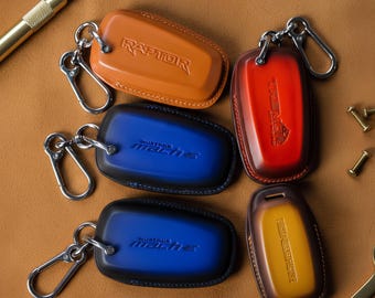 Ford Mustang Leather Key Fob Cover Case for Coyote Dark Horse EcoBoost Mach 1 Shelby GT Remote Protector Personalized Custom Keychain