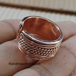 Anello in rame puro, anello a fascia in rame, anello da donna in rame fatto a mano, gioielli in rame curativi, regalo per lei, anello unisex boho regolabile con texture