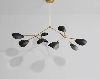 Mid Century Sputnik Chandelier: 8-Arm Brushed Brass, Stilnovo Style