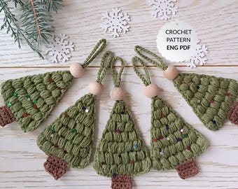 Crochet Patterns-Christmas Tree Ornaments and Wreaths-Written in English- PDF available for instant-DIY ,Digital Download
