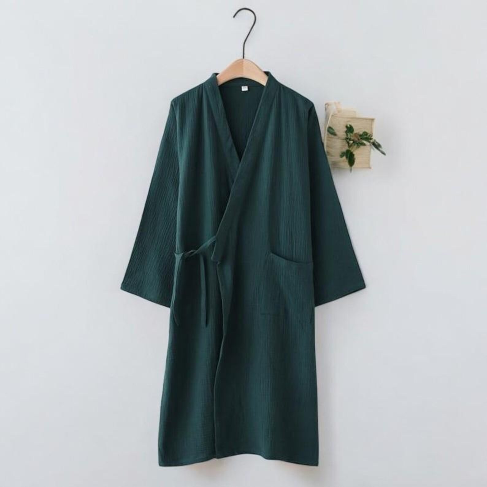 Soft Neutral Robe Minimalist Cotton Gauze Robe for Couples, Unisex Soft Cotton Bathrobe ...