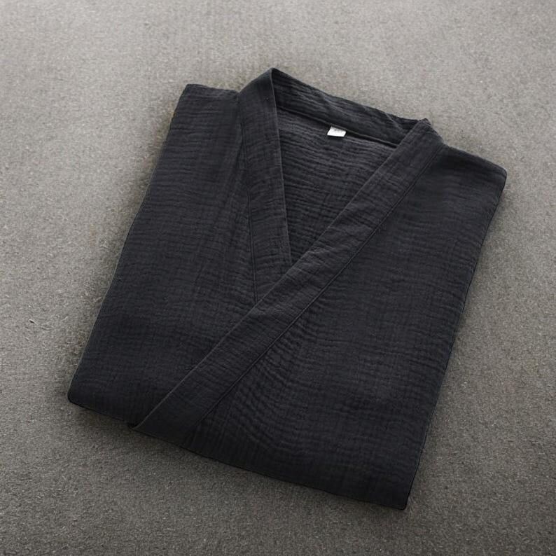 Soft Neutral Robe Minimalist Cotton Gauze Robe for Couples, Unisex Soft Cotton Bathrobe ...
