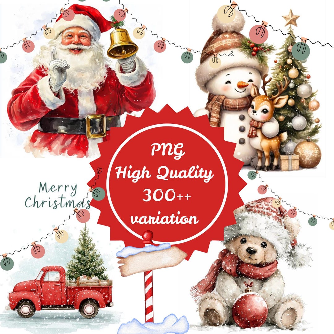 Santa Variations Vintage Christmas Clipart|retro Santa Claus|300++variation of High ...