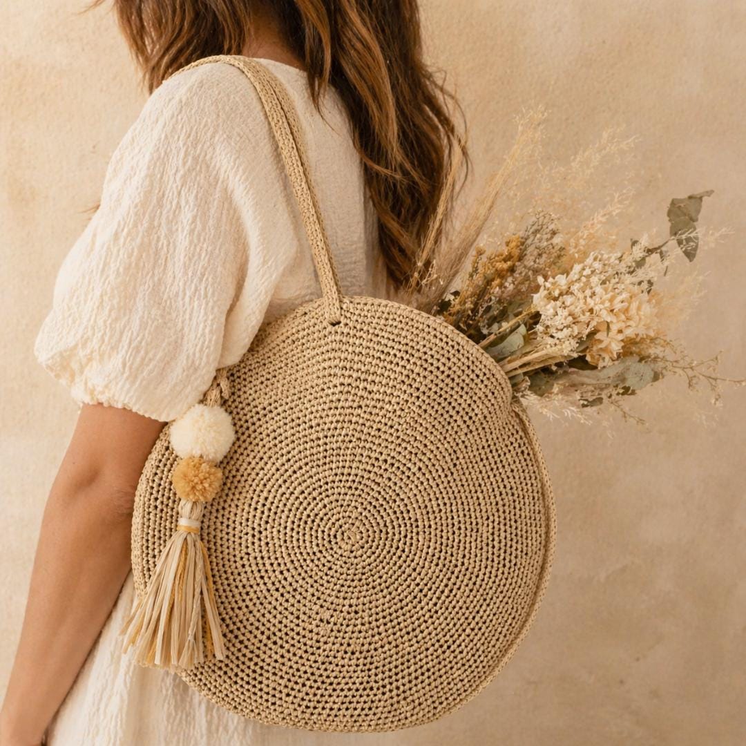 Crochet Round Raffia Bag Pattern | Summer Tote, Boho Style (PDF) - Etsy