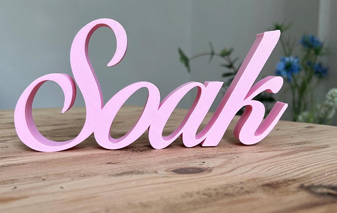 Soak Word Bathroom Decoration Sign - Personalized Desk or Wall Decor ...