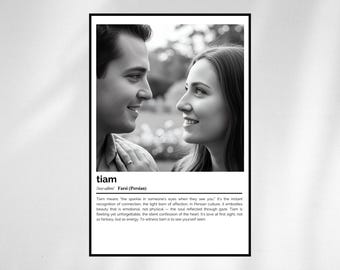 Tiam Definition Print – Persian Word Art – Black and White Minimalist Poster