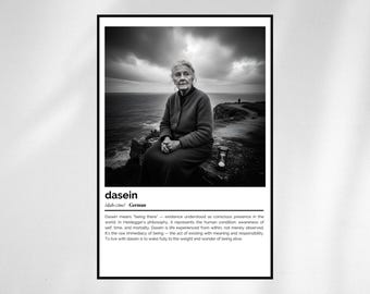 Dasein Definition Print – German Word Art – Black and White Minimalist Poster