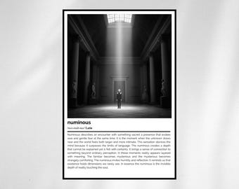 Numinous Definition Print – Minimalist Black & White Wall Art – Poetic Word Art Poster