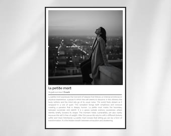 La Petite Mort Definition Print – Minimalist Black & White Wall Art – Poetic Word Art Poster