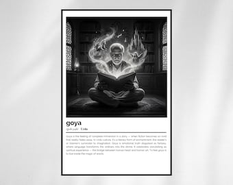 Goya Definition Print – Urdu Word Art – Black and White Minimalist Poster