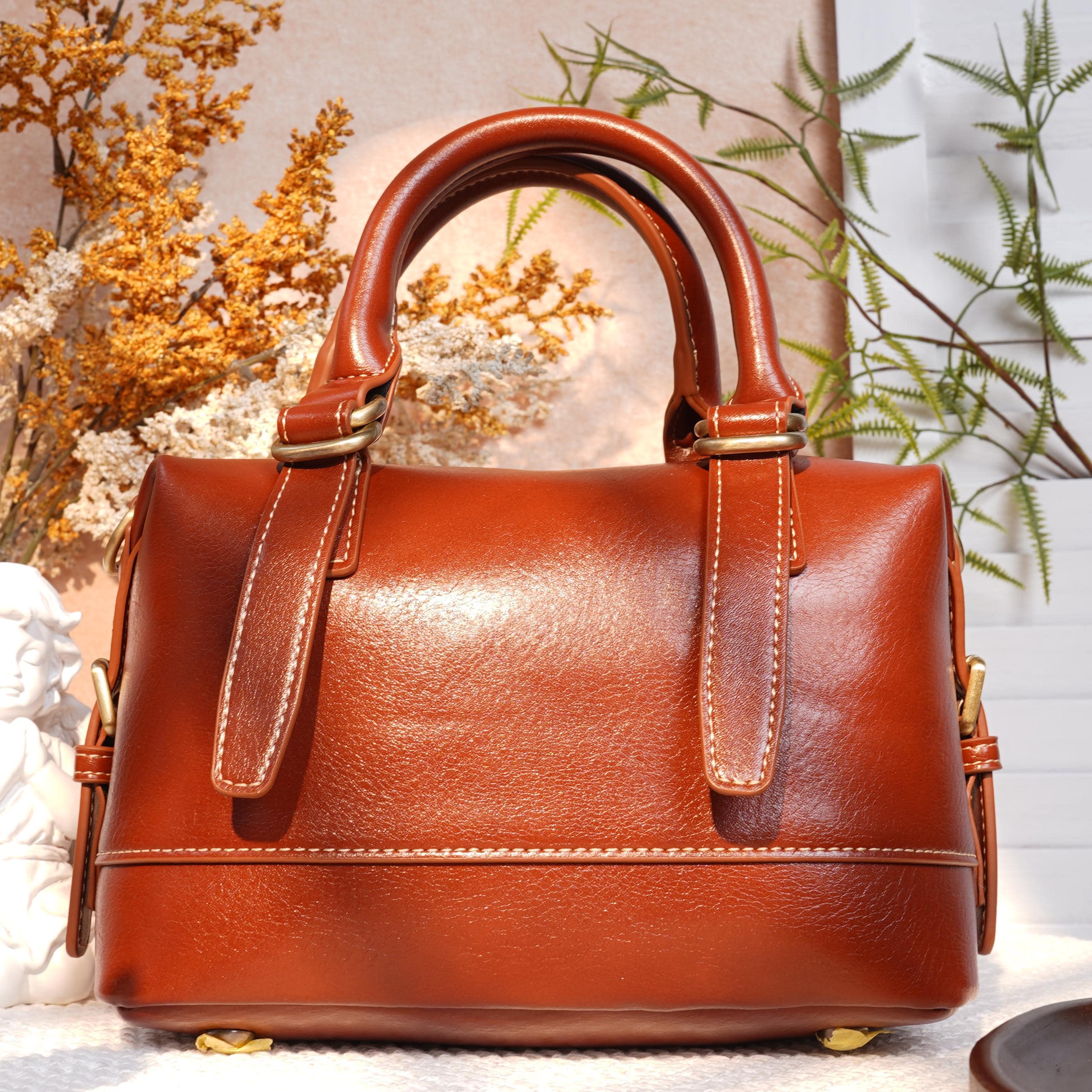 Vintage Leather Boston Bag - Etsy