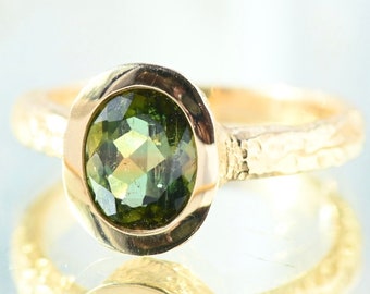 14k Gold Green Tourmaline Ring, 14K Gold Tourmaline, 14K Gold Tourmaline Ring, Green Tourmaline Ring, 14K Solid Gold Ring, 14K Ring Gold