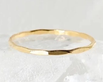 Hammered Gold Ring, Rings for Women, Dainty Gold Rings, Gift for Women, Thin Gold Rings, Gold Rings, Gift for Her, Gold, Dainty Ring, Gift