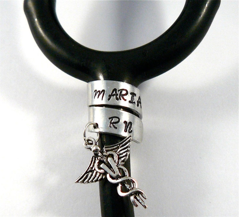 Clothing, Shoes & Accessories Stethoscope ID tag Ring,Personalized Engraved Name,Stethoscope