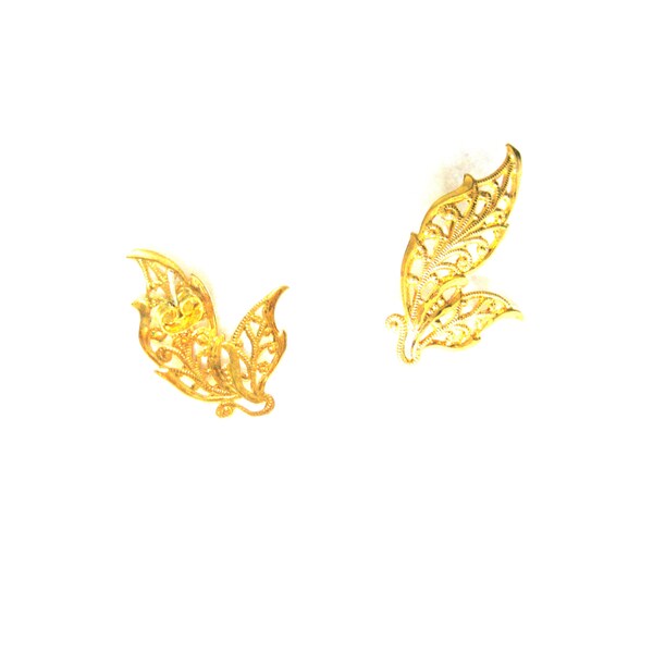 Earrings Ear Climbers Gold Leaf Large Statement Post