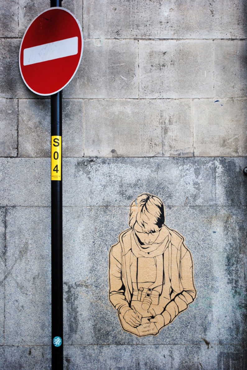 Red Stop Sign, Grey Concrete Wall, Fine Art Photography Print, Urban Graffiti, Urban UK, Unique Home Decor, Urban Wall Art, Photo Prints Bild 1