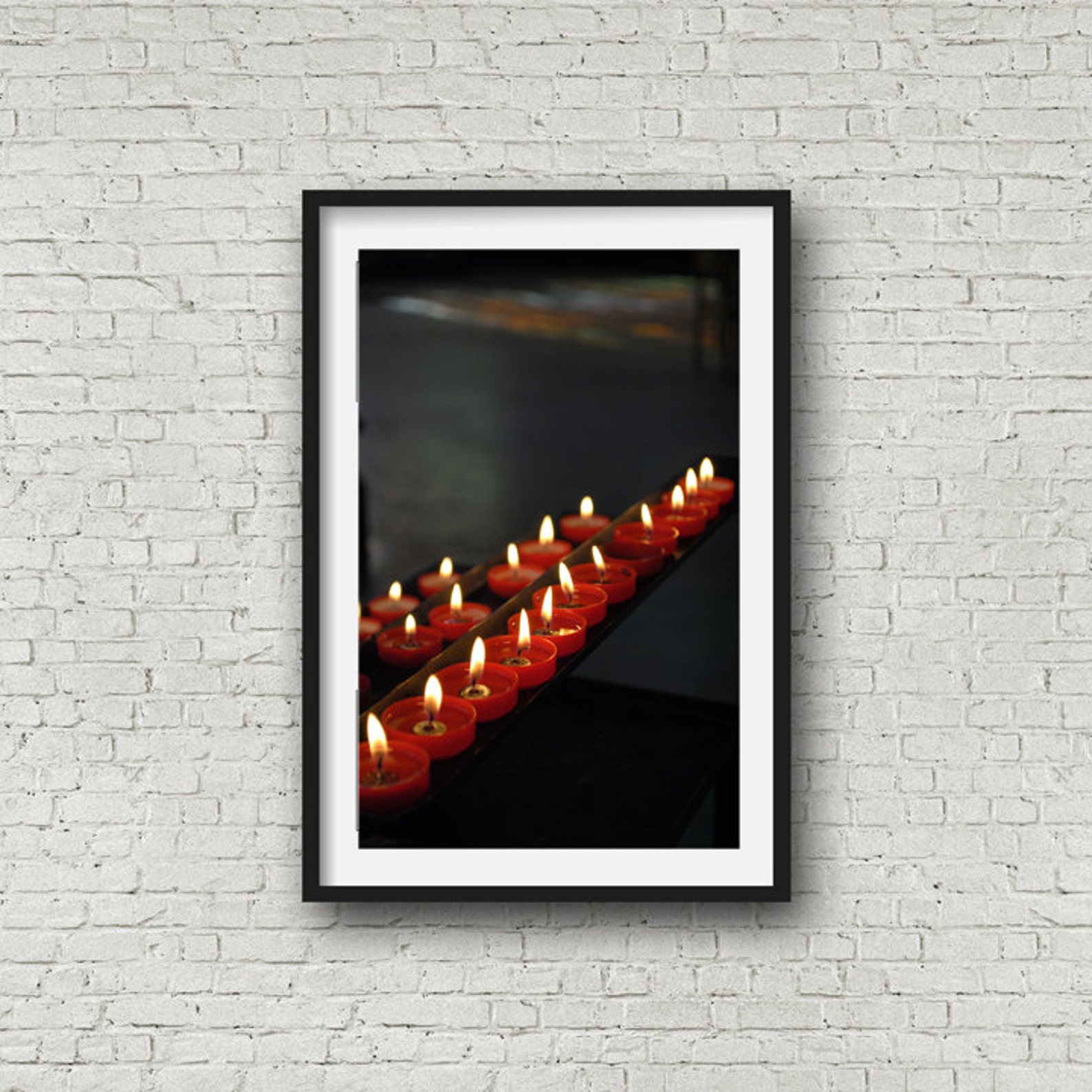 Burning Red Candles in A Manchester Church, Fine Art Photography Print