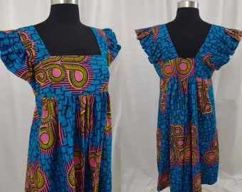 Ruffled sleeve sundress African print