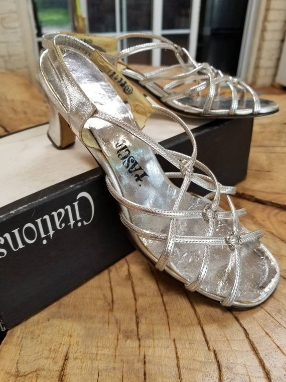 Vintage silver strappy sandals - image 1