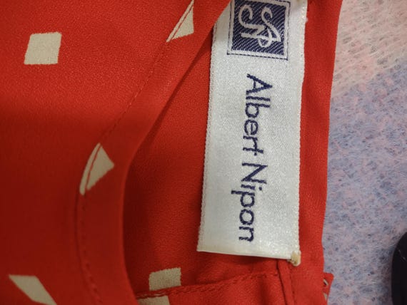 Vintage Albert Nipon skirt set red polka dot - image 9