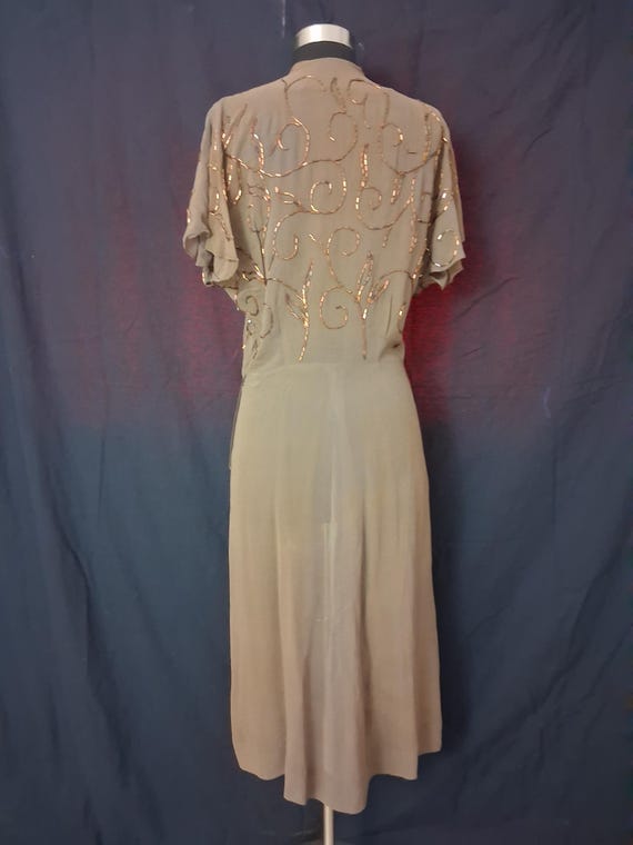 1930s sheer cocoa cocktail dress