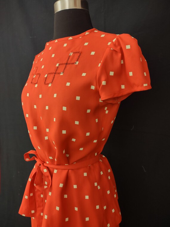 Vintage Albert Nipon skirt set red polka dot - image 5