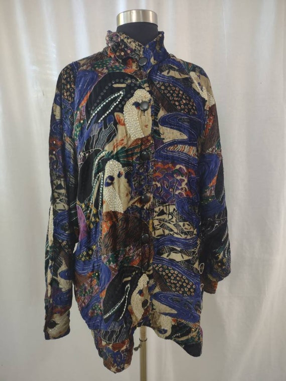 Judith Ann velvet sequined dolman sleeve Geisha j… - image 1