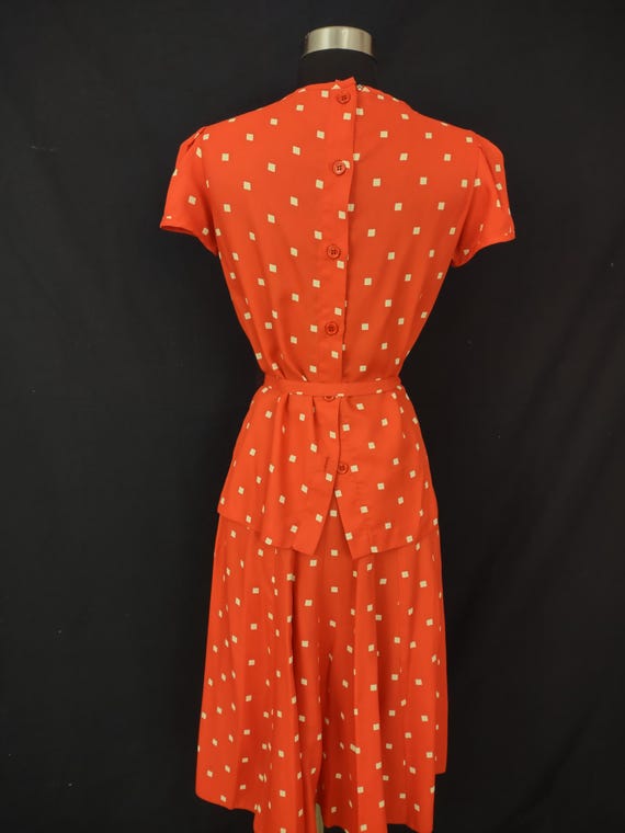 Vintage Albert Nipon skirt set red polka dot - image 6