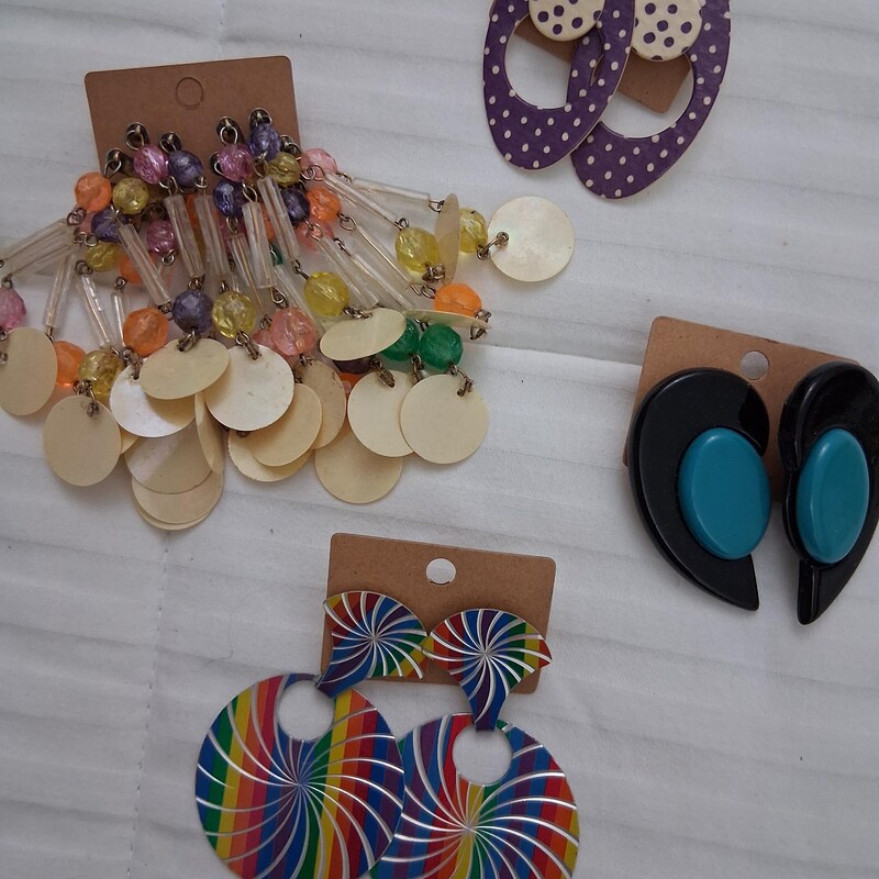 Vintage funky earrings 80s era main image 1