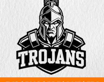 Troyanos SVG PNG, Mascota de béisbol, baloncesto, fútbol americano, mascota de los Troyanos, casco de guerrero, logotipo de equipos, logotipos de equipos de béisbol