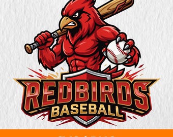 Redbirds Baseball PNG SVG, Redbirds Svg, Redbirds mascot svg, Redbirds Svg Logo, Baseball, Redbirds Football Svg, Soccer team logo svg