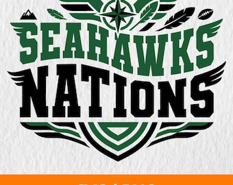 Seahawks Svg, Logotipo de la escuela de fútbol americano, Seahawks Nation Svg, Seahawks Head Svg, Seahawks Designs, Fútbol americano del día del partido, Seahawks Football Svg