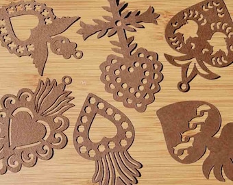 SVG cutting file - Frida kahlo paper hearts - mexican charms -