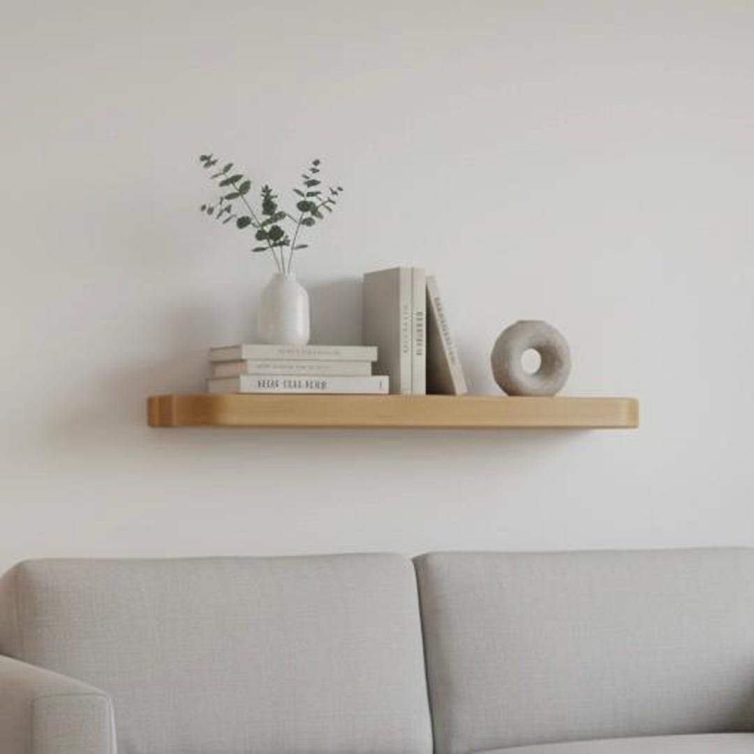 Shelf Rounded Edges Solid Beech Wood Shelf With Rounded Edge – Rustic & Modern Floating ...
