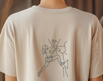 Camiseta de escaladora femenina / Camiseta minimalista de búlder / Gráfico estético de escalada / Top con estampado en la espalda para mujer / Regalo para compañera de escalada