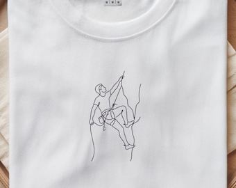 Camiseta minimalista de escalada / Camiseta estética de arte lineal / Regalo gráfico de escalada en roca / Ropa de exterior Gorpcore / Camiseta de búlder