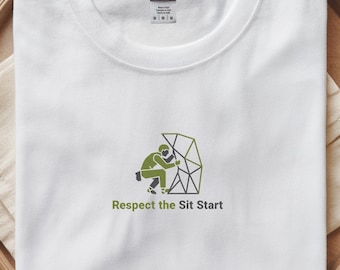 Camiseta "Respeta la salida sentada" / Regalo de escalada en bloque, camiseta gráfica técnica de escalada en roca, camiseta geométrica de boulderer, camiseta para escalada en roca al aire libre