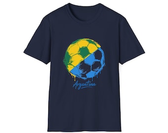 Argentina Soccer Ball T-Shirt | Yellow Blue Football Tee