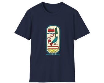Egyptian Cartouche T-Shirt | Hieroglyphic Bird Design