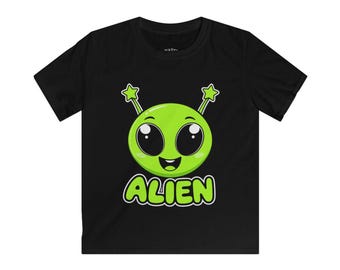 Green Alien Cartoon Kids T-Shirt Space Character Tee