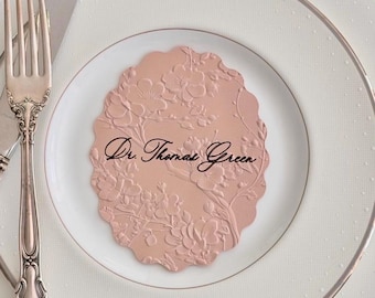Embossed Place Cards, Elegant Wedding Place Cards, SageGreen and Blush Place Cards, Minimalist Wedding Decor, Table Setting Name Cards