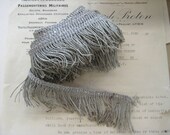 1 yd Antique Vintage UNUSED French 2 quot Silver Metallic Thread Fringe