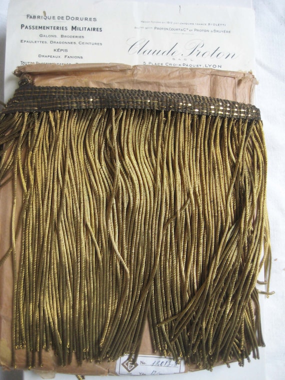 1 yd Antique Vintage UNUSED French 1 1/2" Gold Metallic Bullion Fringe 1 yd Antique Vintage UNUSED French 1 1/2" Gold Metallic Bullion Fringe