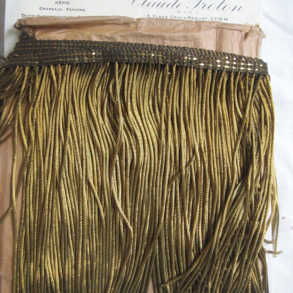 1 yd SPECIAL PRICE Antique Vintage UNUSED French 8" Gold Metallic Bullion Fringe