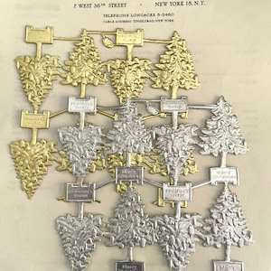 8 Dresden Paper Foil Xmas Tree Dresden Diecut Victorian Scrap