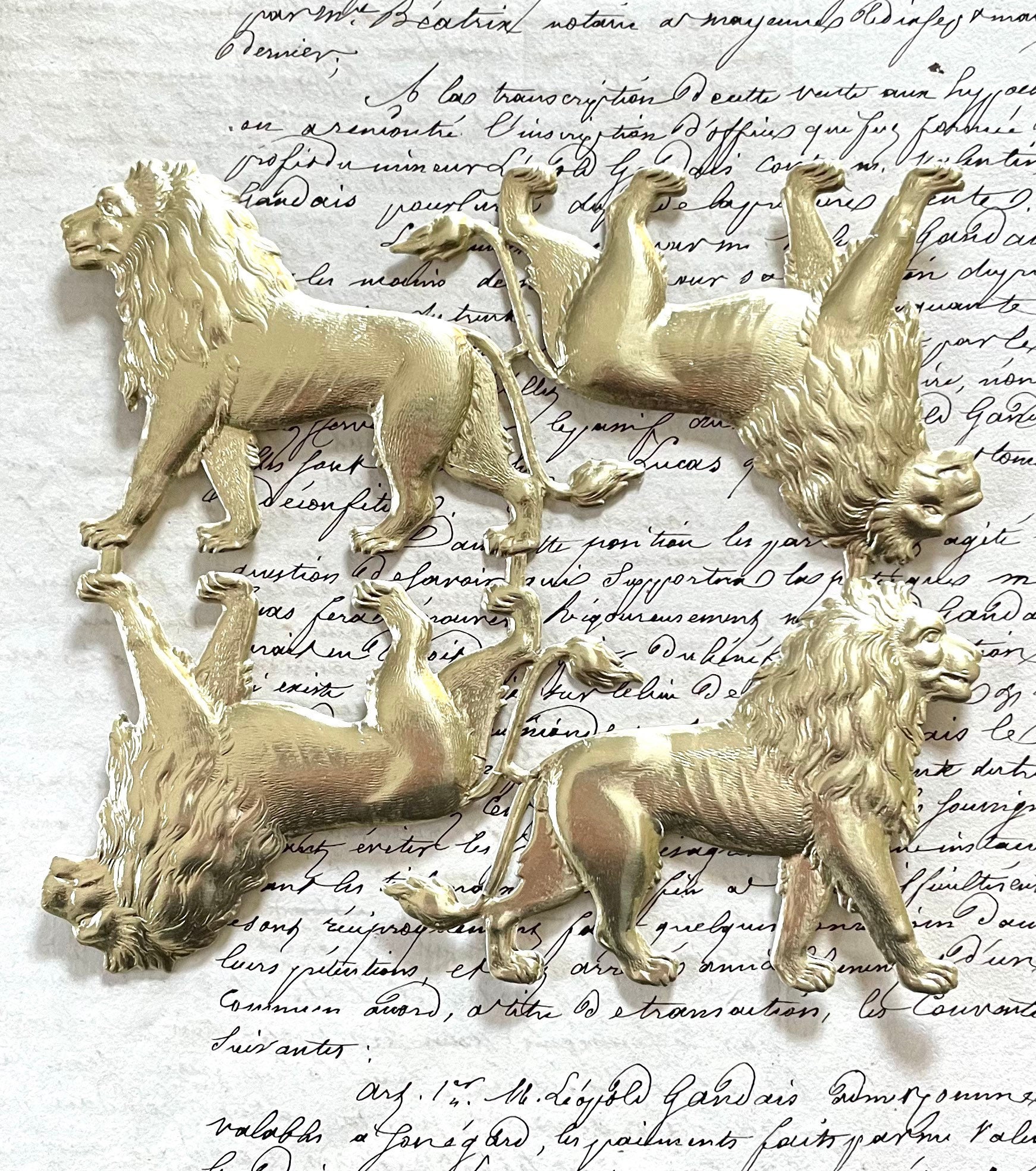 Scrap Die cut German Dresden Gold Foil Paper Medium Angel Wings